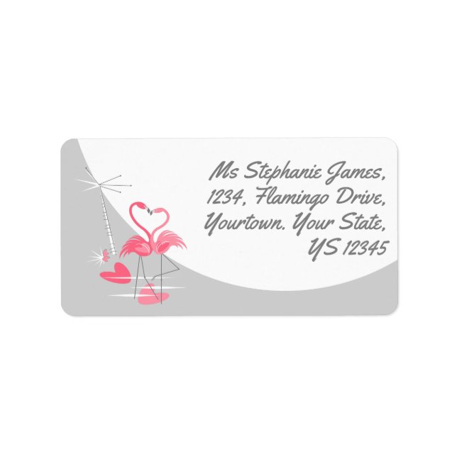 Flamingo Love Large Moon address label (Front)