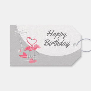 Flamingo Love Large Moon Birthday text landscape Gift Tags