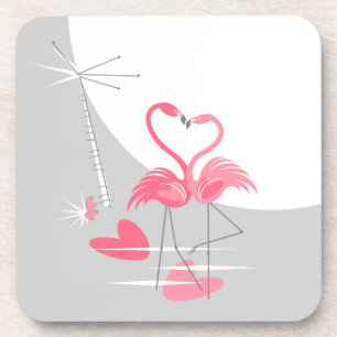 Flamingo Love Large Moon coaster cork back