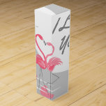 Flamingo Love Large Moon I Love You wine box<br><div class="desc">A pair of pink flamingos with necks curved to form a heart shape stand in the sea on a moonlit beach. A stylish, romantic design with a retro created in a pink, grey and white colour scheme with a colour-change background. A customisable design for you to personalise with your own...</div>