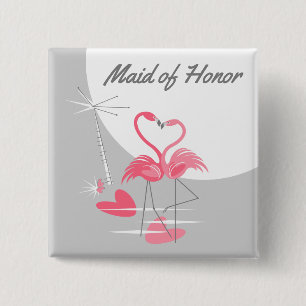 Flamingo Love Large Moon Maid of Honor button