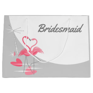 Flamingo Love Large Moon Name Bridesmaid large Gift Bag