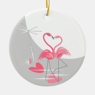 Flamingo Love Large Moon Names Date ornament round