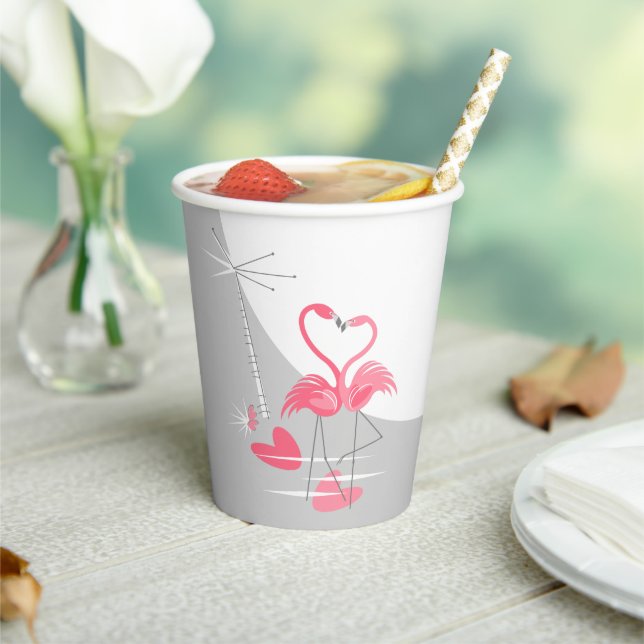 Flamingo Love Large Moon Paper Cups (Insitu)
