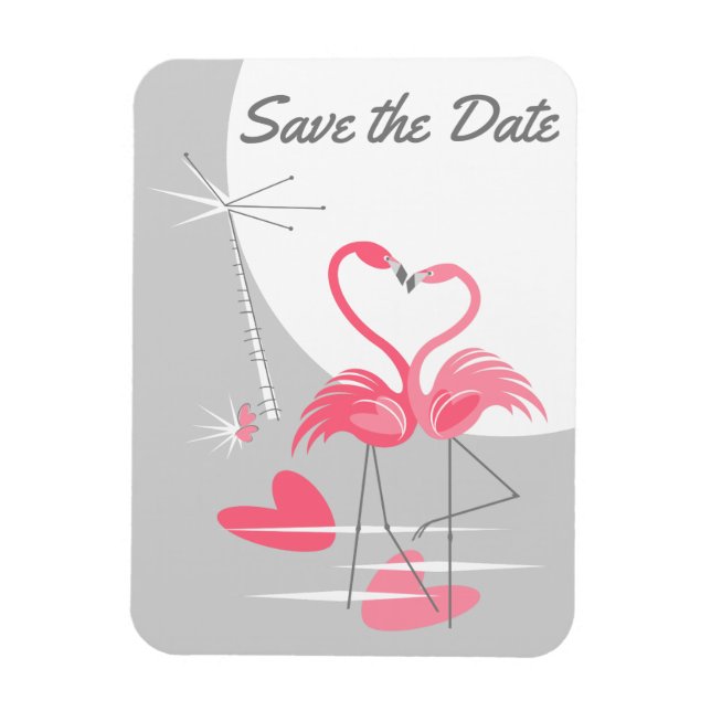 Flamingo Love Large Moon Save the Date flexible Magnet (Vertical)