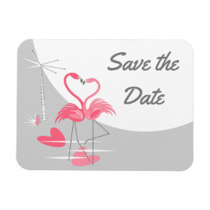 Flamingo Love Large Moon Save the Date landscape Magnet