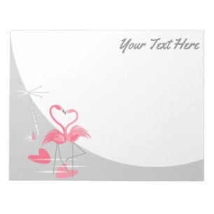 Flamingo Love Large Moon Text notepad horizontal