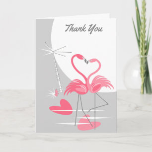 Flamingo Love Large Moon Thank You text Card