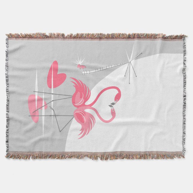 Flamingo Love Large Moon throw blanket vertical (Front)