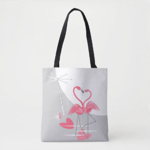 Flamingo Love Large Moon tote bag