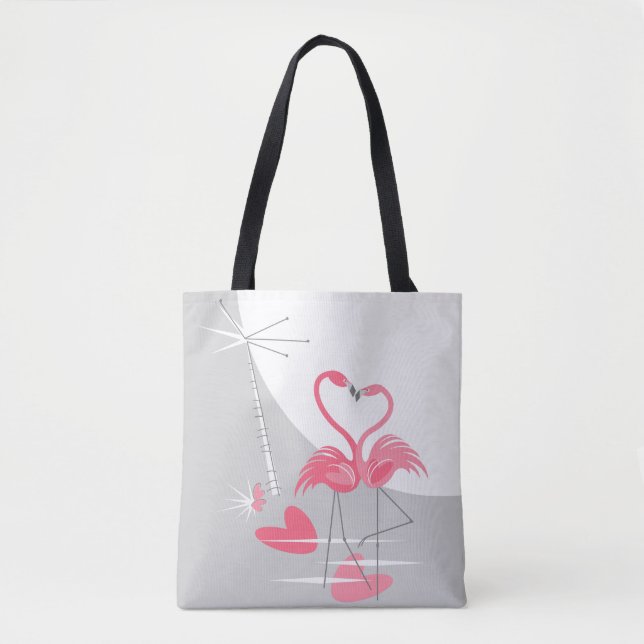Flamingo Love Large Moon tote bag (Front)