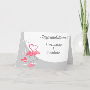 Flamingo Love Moon Congratulations Names Card
