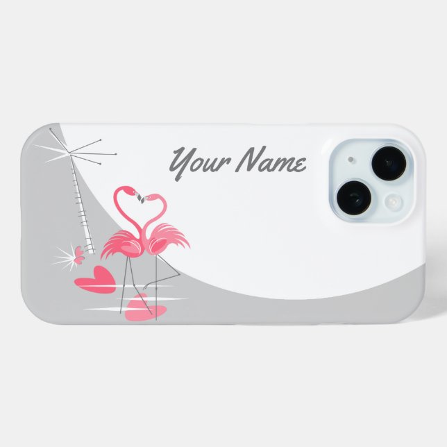Flamingo Love Moon Name iPhone case horizontal (Back (Horizontal))