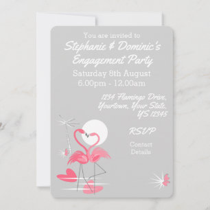 Flamingo Love Multi back Engagement invitation