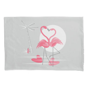Flamingo Love multi back pillowcase