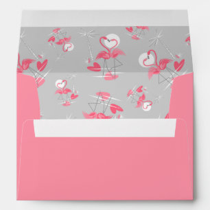 Flamingo Love Multi inside pattern envelope pink