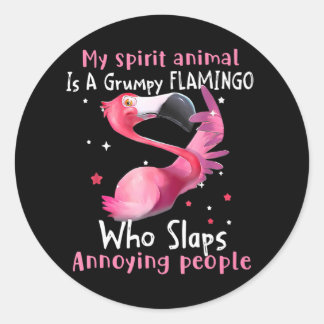 Flamingo Love My Spirit Animal Is Grumpy Flamingo Classic Round Sticker