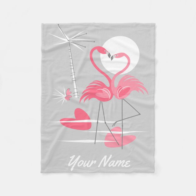 Flamingo Love Name fleece blanket (Front)