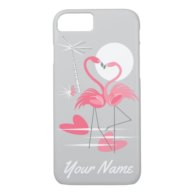 Flamingo Love Name iPhone 7 case (Back)
