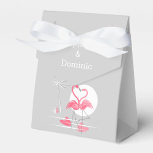 Flamingo Love Names and Date favour box tent