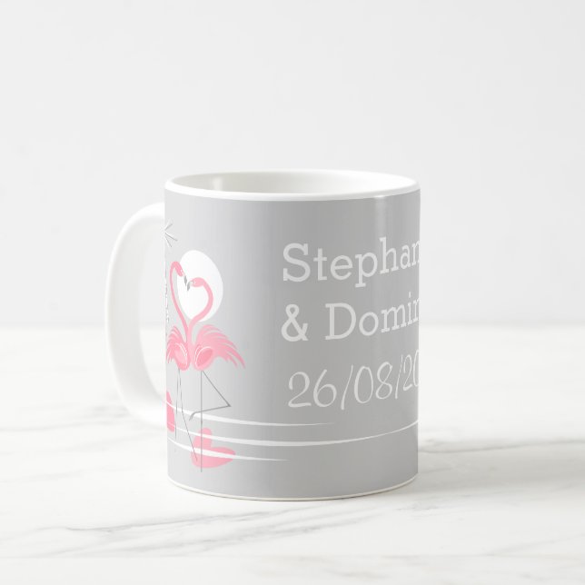 Flamingo Love Names Date mug (Front Left)