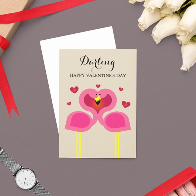 Flamingo Love Personalized Anniversary Card (Creator Uploaded)