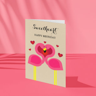 Flamingo Love Personalized Birthday Card