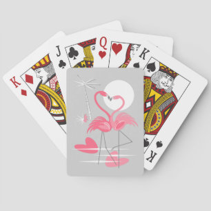 Flamingo Love playing cards pink