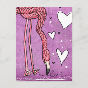 flamingo love postcard
