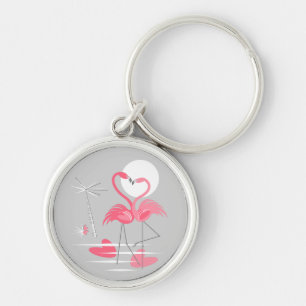 Flamingo Love premium keychain round
