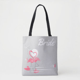 Flamingo Love Side Bride tote bag