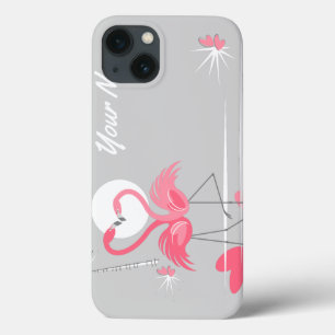 Flamingo Love Side Name IPad case horizontal