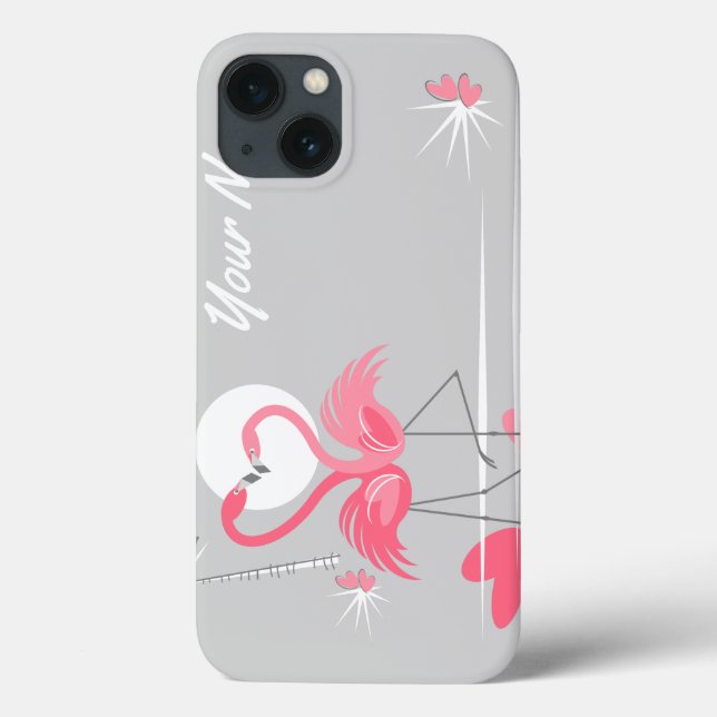 Flamingo Love Side Name IPad case horizontal (Back)