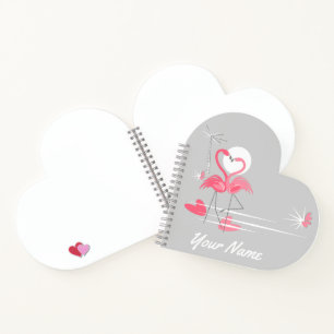 Flamingo Love Side Name notebook heart