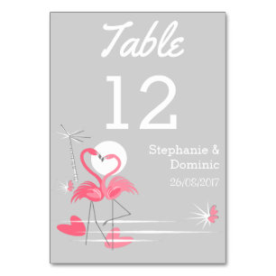 Flamingo Love Side Names Date table card