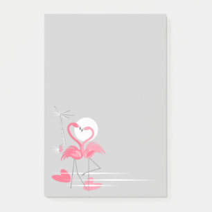 Flamingo Love Side post-it notes vertical