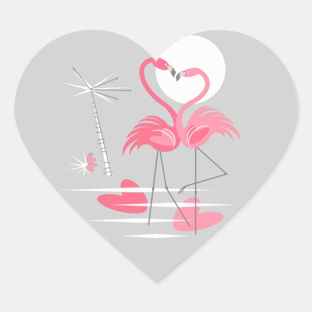 Flamingo Love sticker heart (Front)
