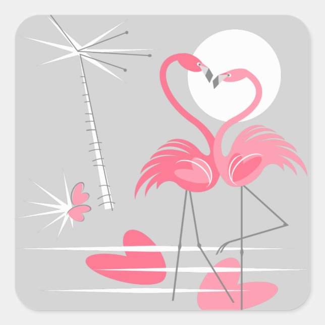 Flamingo Love sticker square (Front)