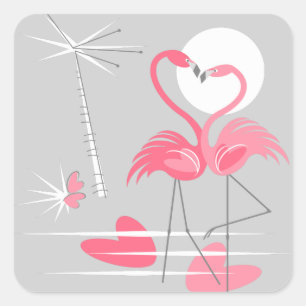 Flamingo Love sticker square