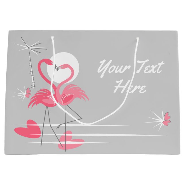 Flamingo Love Text gift bag large (Front)