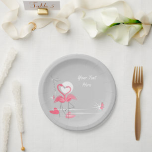 Flamingo Love Text paper plates
