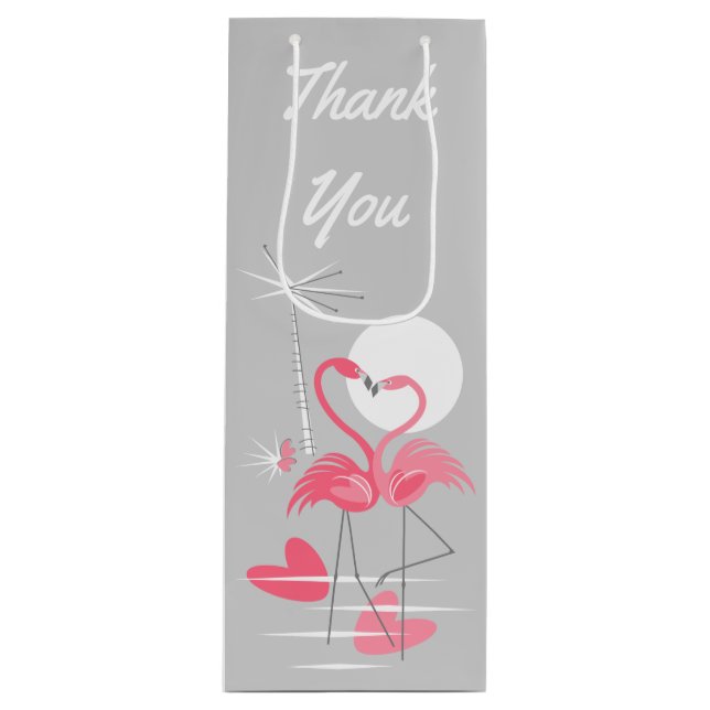 Flamingo Love Thank You gift bag wine (Front)