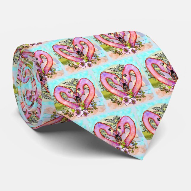 Flamingo Love  Tie (Rolled)