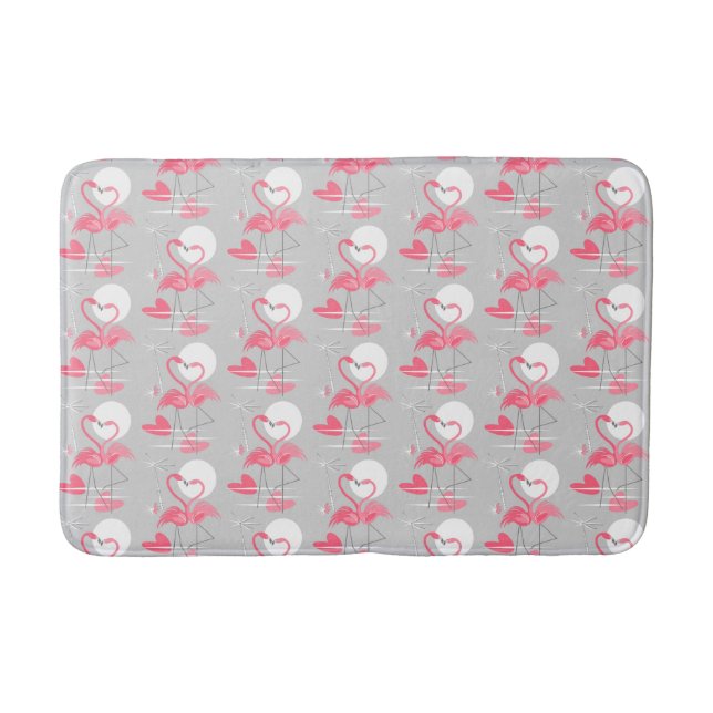 Flamingo Love Tiled bath mat (Front)