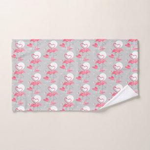Flamingo Love Tiled hand towel