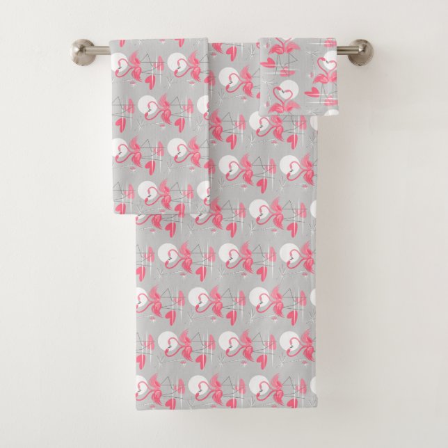 Flamingo Love Tiled towel set (Insitu)