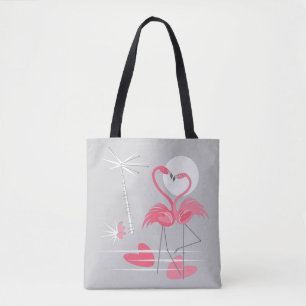 Flamingo Love tote bag pink back