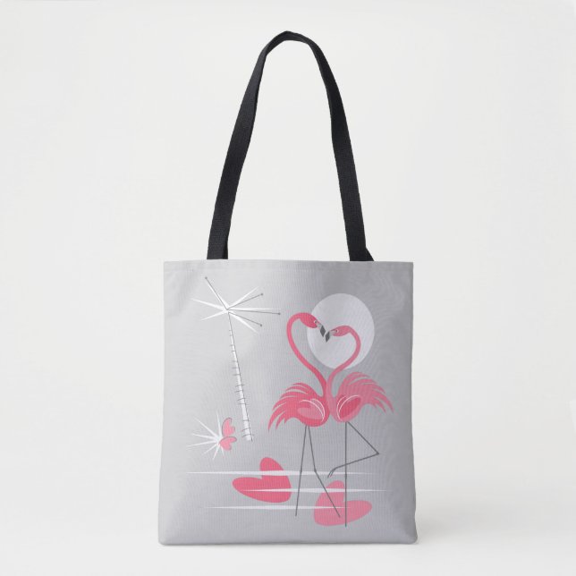 Flamingo Love tote bag pink back (Front)