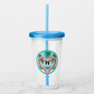 Flamingo Love (Tropical Valentine) Acrylic Tumbler