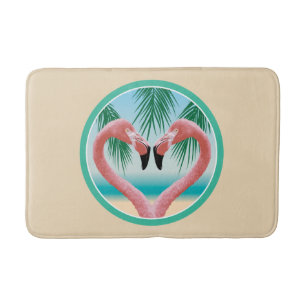 Flamingo Love (Tropical Valentine) Bath Mat